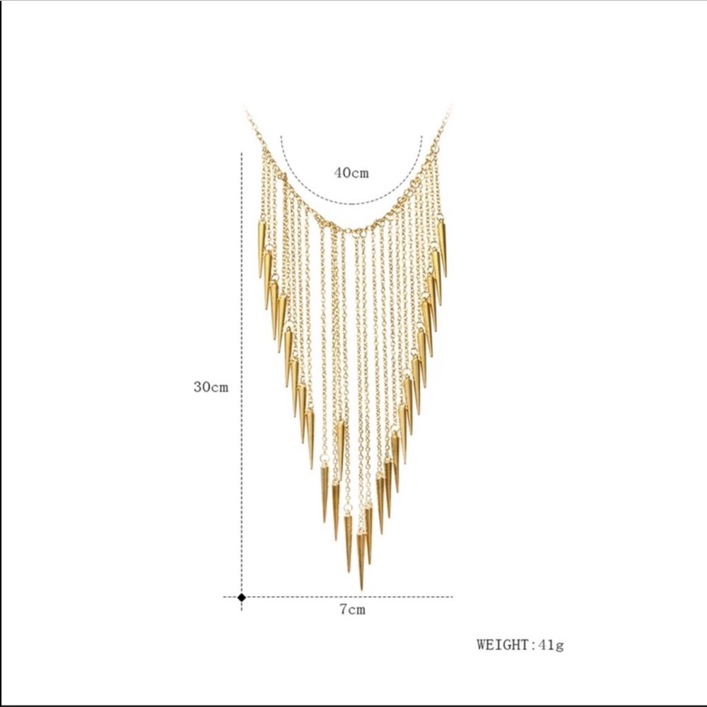 NEW SILVER FRINGE STATEMENT NECKLACE - Picture 3 of 3